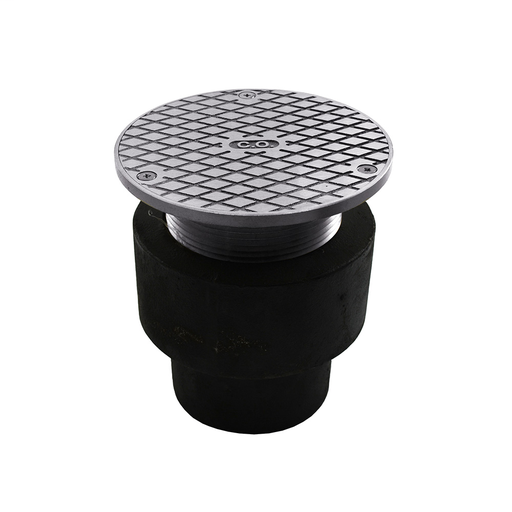 3" No Hub Adjustable Cleanout with 5" Polished Brass Cover - 4-7/8" - 6" Height
