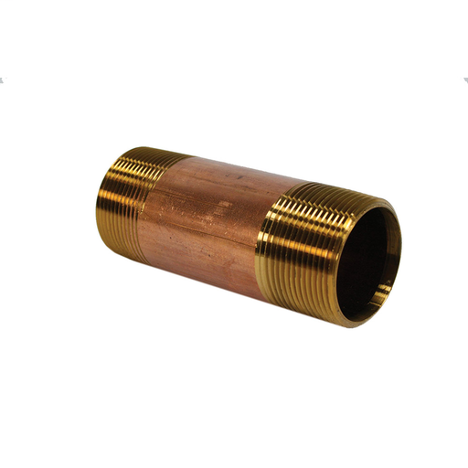 1-1/2" x 4" Red Brass Pipe Nipple, Lead Free