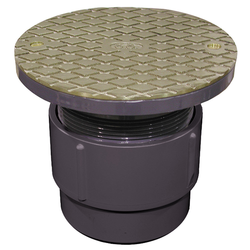 3" x 4" PVC Pipe Fit Base Cleanout with 3-1/2" Plastic Spud and 6" Nickel Bronze Cover