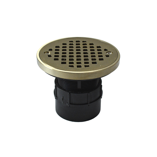 2" ABS Over Pipe Fit Drain Base with 2" Plastic Spud and 4" Nickel Bronze Strainer with Ring