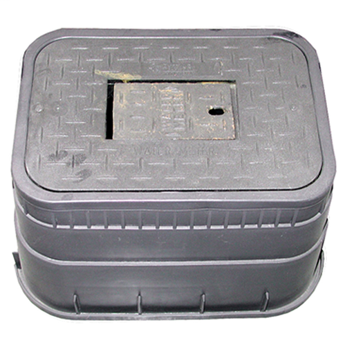 12" Standard Meter Box with Plastic Lid and Black Cast Iron Reader Cover
