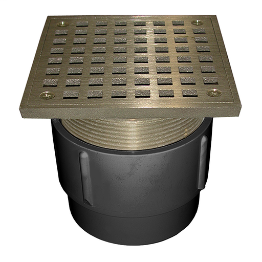 3" x 4" PVC Pipe Fit Drain Base with 3-1/2" Metal Spud and 5" Polished Brass Strainer