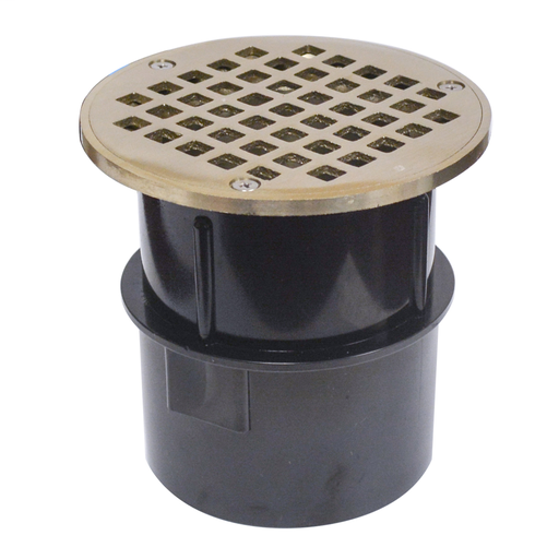 3" ABS Over Pipe Fit Drain Base with 3" Metal Spud and 5" Nickel Bronze Strainer