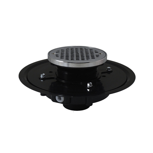 2" Heavy Duty ABS Drain Base with 3-1/2" Plastic Spud and 5" Chrome Plated Strainer with Ring