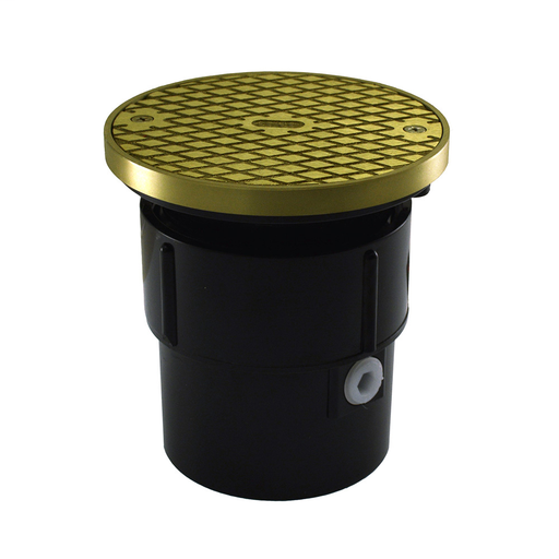 3" x 4" ABS Pipe Fit Base Cleanout with 3-1/2" Plastic Spud and 6" Polished Brass Cover with Ring