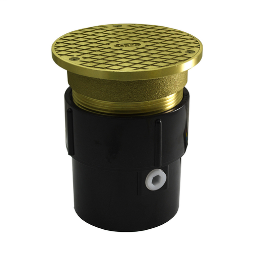 3" x 4" ABS Pipe Fit Base Cleanout with 3-1/2" Metal Spud and 5" Polished Brass Cover
