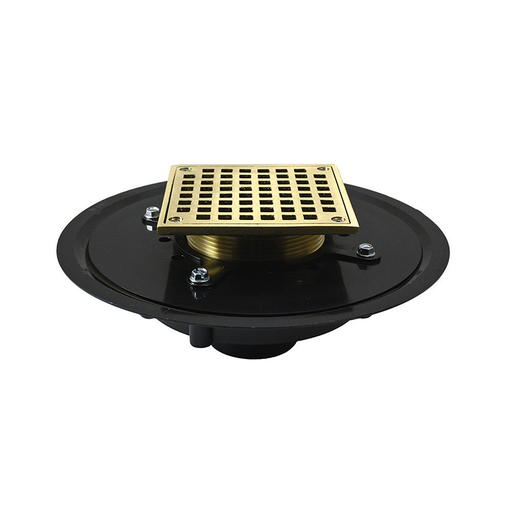 2" Heavy Duty ABS Drain Base with 3-1/2" Metal Spud and 5" Nickel Bronze Strainer