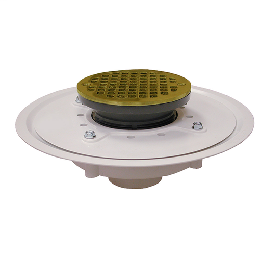 3" Heavy Duty PVC Drain Base with 4" Plastic Spud and and 6" Polished Brass Strainer