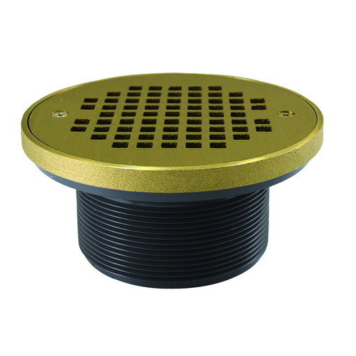 4" IPS PVC Spud with 6" Polished Brass Strainer with Ring