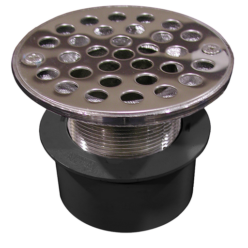 3" PVC Inside Pipe Fit Drain Base with 2" Metal Spud and 4" Stainless Steel Strainer