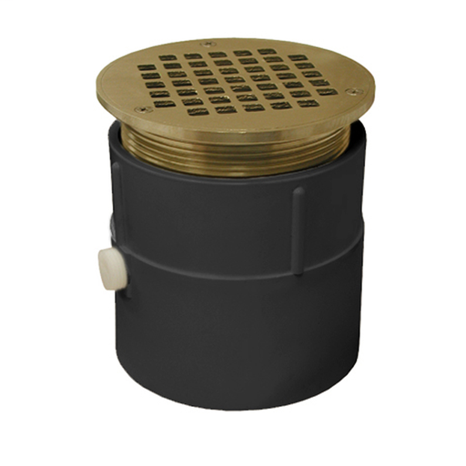 4" PVC Over Pipe Fit Drain Base with 4" Metal Spud and 5" Nickel Bronze Strainer