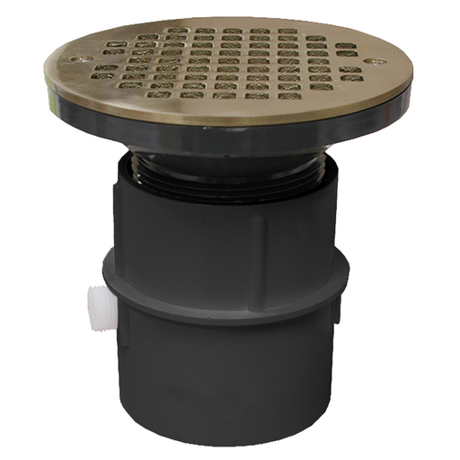 3" PVC Over Pipe Fit Drain Base with 3" Plastic Spud and 6" Nickel Bronze Strainer
