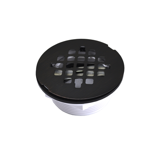 2" No Caulk Shower Stall Drain with Plastic Body and Old World Bronze Strainer