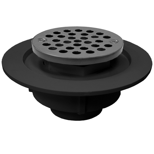 2" PVC Shower Drain/Floor Drain with Plastic Tailpiece and 4" Chrome Plated Round Strainer