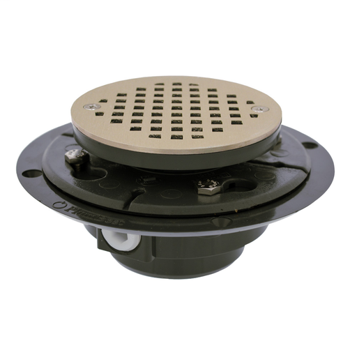 2" x 3" PVC Low Profile Drain with Nickel Bronze Cast Round Strainer