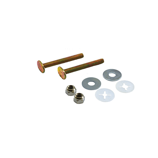 50 Pairs of 5/16" x 3-1/2 Brass Closet Bolts with Stainless Round Washers and Nickel Plated Tinnerman Nuts, Bagged in Pairs