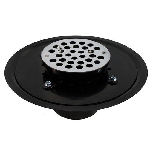 4" Heavy Duty ABS Drain Base with 4" Metal Spud and 6" Stainless Steel Strainer