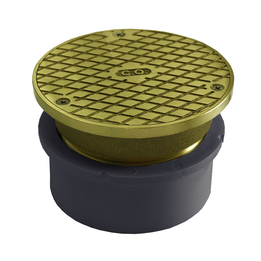 4" PVC Hub Fit Base Cleanout with 3-1/2" Metal Spud and 5" Polished Brass Cover