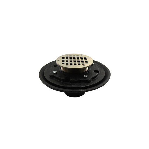 4" Heavy Duty Inside Caulk Floor Drain/Shower Drain with 10" Pan and 5" Nickel Bronze Round Strainer - Height 4-1/2" - 6-1/2"