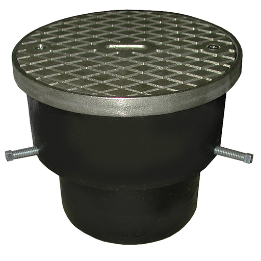4" Adjustable Push-On Cleanout for Cast Iron with Pipe 6-1/2" Nickel Bronze Cover with Ring - Height 5" - 6"