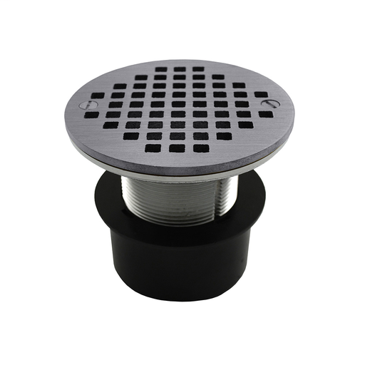 2" ABS Over Pipe Fit Drain Base with 2" Metal Spud and 4" Chrome Plated Strainer