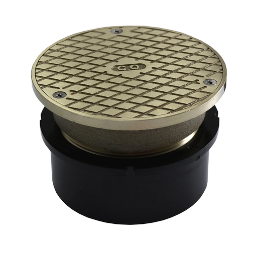 4" ABS Hub Fit Base Cleanout with 3-1/2" Metal Spud and 5" Nickel Bronze Cover