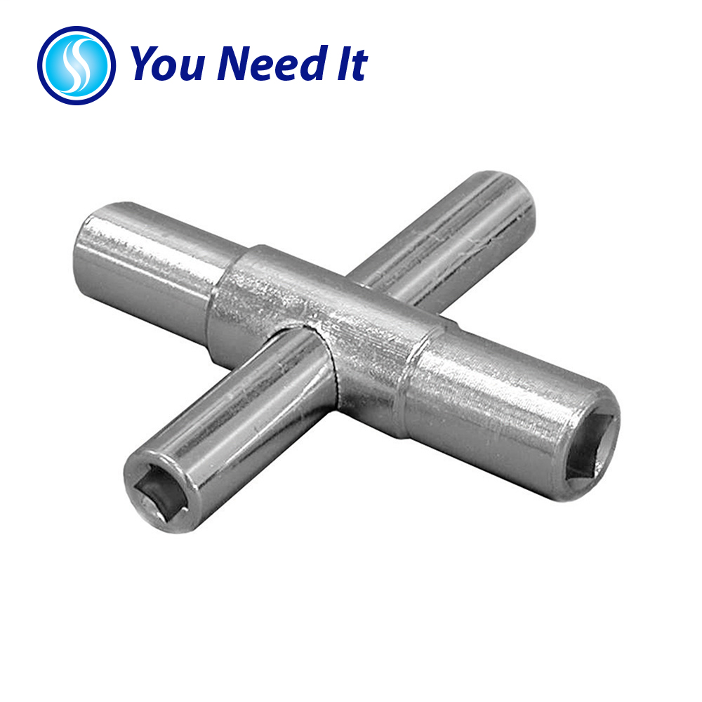 4-Way Key For Valve, Faucet, and Silcock Sizes 1/4", 9/32", 5/16", and 11/32"
