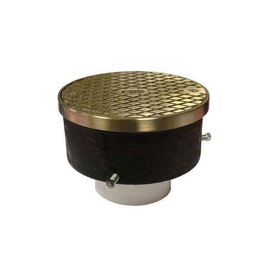 4" Adjustable PVC Cleanout for Plastic Pipe with 6-1/2" Nickel Bronze Cover with Ring - Height 5-3/8" - 6-1/2"
