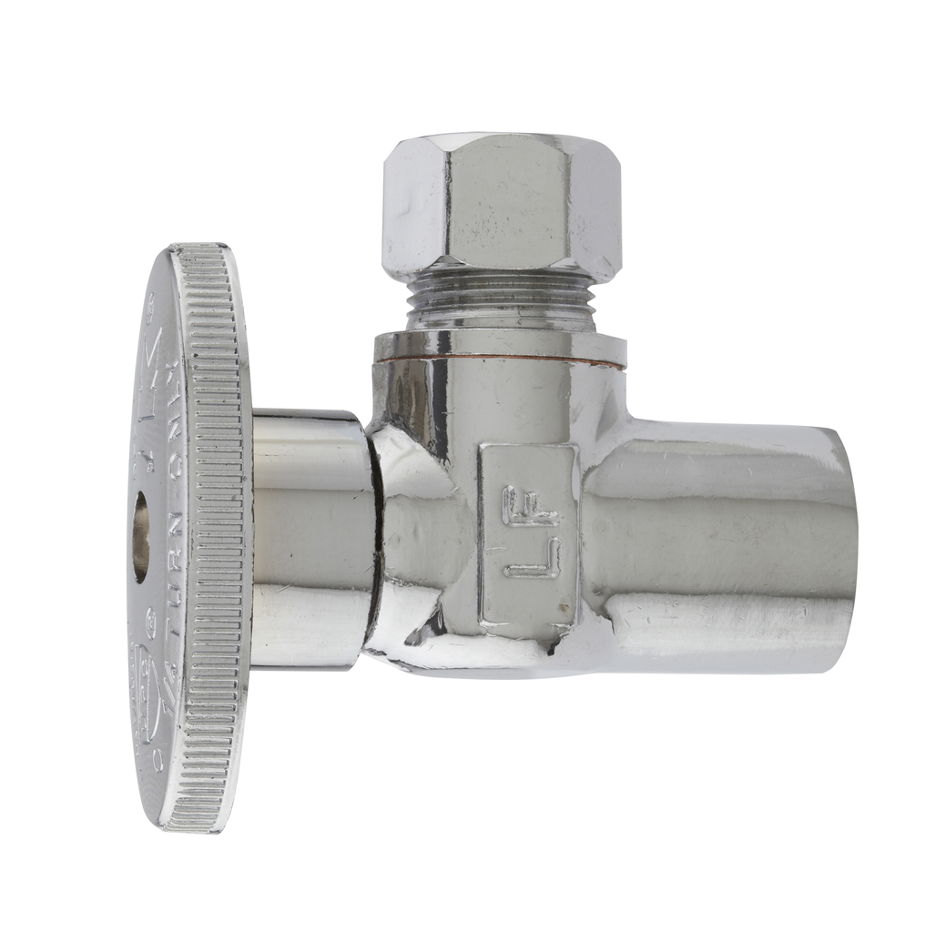 Brass Quarter Turn Angle Valve - Chrome - 1/2in Copper Sweat X 3/8in OD - Lead Free (KEE 2780PCLF 1/2"SWEAT X 3/8"OD)