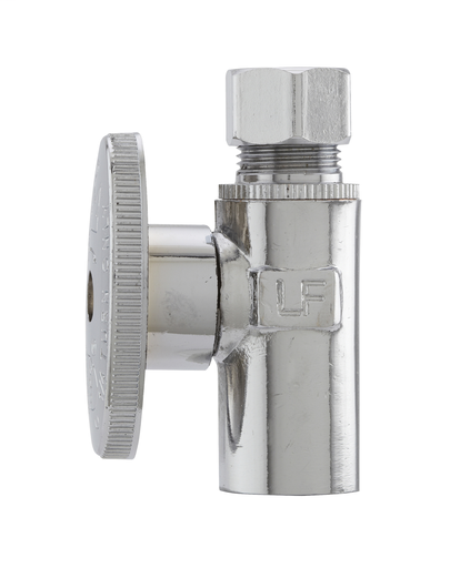 Brass Quarter Turn Straight Valve - Chrome - 1/2in Copper Sweat X 3/8in OD - Lead Free (KEE 2781PCLF 1/2X3/8 TURN VLV)