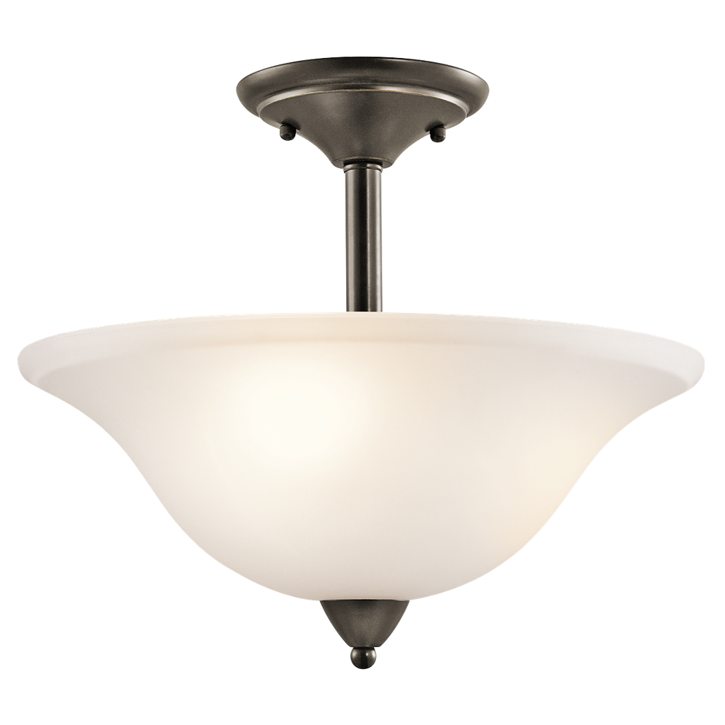 Kichler 42879OZ Olde Bronze Finish and Satin Etched Glass 3-Light Nicholson Semi-Flush Fixture Kichler 42879OZ Olde Bronze Finish and Satin Etched Glass 3-Light Nicholson Semi-Flush Fixture