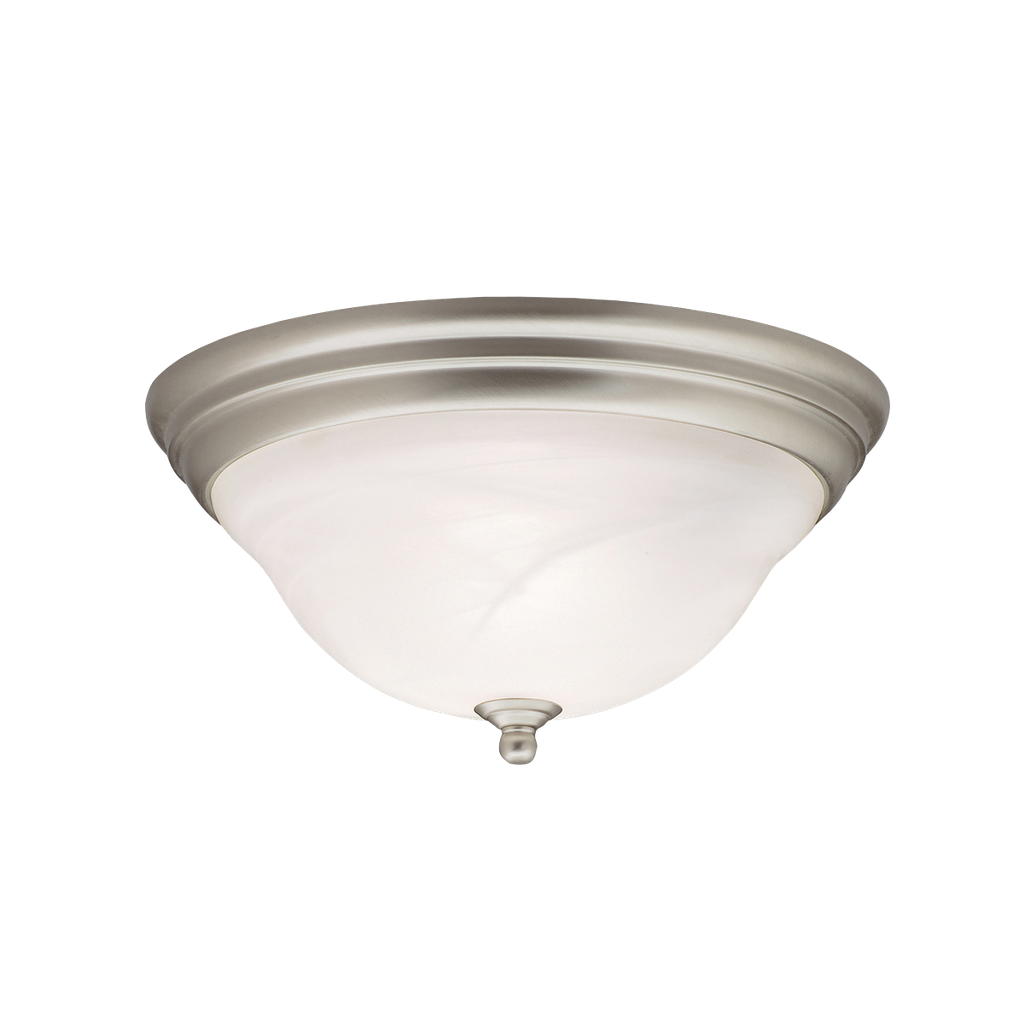 2 Light Flush Mount Ceiling Fixture | Brushed Nick