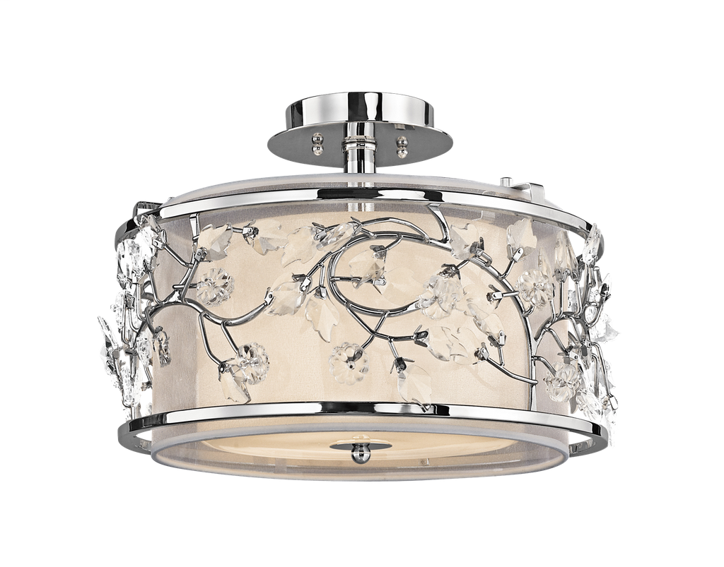 3 Bulb Semi Flush Ceiling Light - Chrome