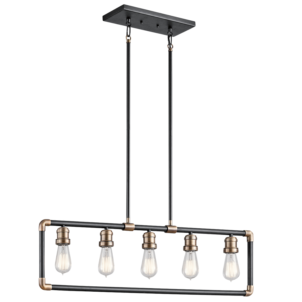 Product image for Kichler 43887BK Linear Chandelier 5Lt