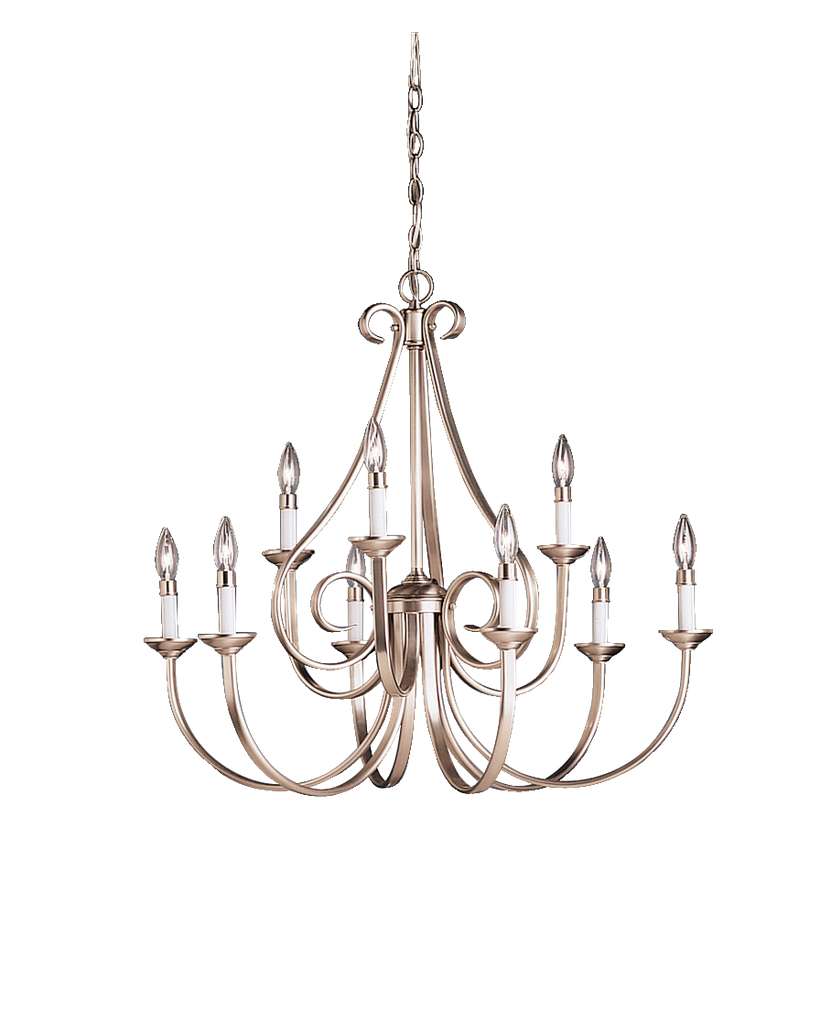 Dover 9 Light - 2 Tier Chandelier - Brushed Nickel