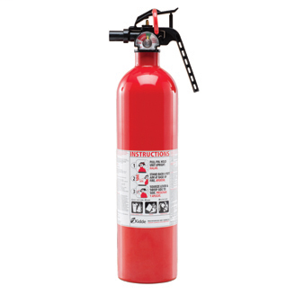 Product image for Kidde Home Safety 466142 3.25 x 13.75 Inch 100 PSI Seamless Aluminum Fire Extinguisher with Strap Bracket