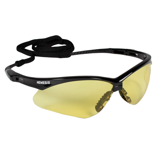 KleenGuard™ Nemesis™ Safety Glasses (22476), with KleenVision™ Anti-Fog Coating, Amber (Yellow) Lenses, Black Frame, Unisex for Men and Women (Qty 12)