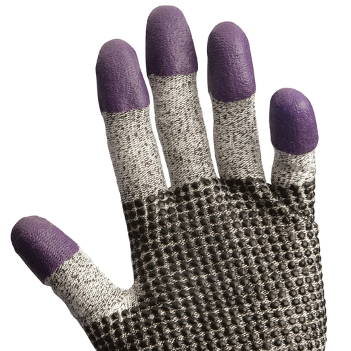 KleenGuard™ G60 Purple Nitrile Cut Resistant Gloves (97431), Size 8.0 (Medium), Grey and Black with Purple Fingertips, Ambidextrous, 1 Pack, 24 Gloves