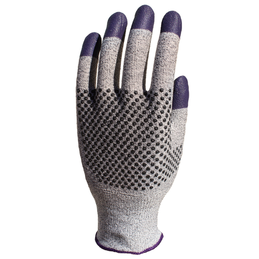 KleenGuard™ G60 Purple Nitrile Cut Resistant Gloves (97433), Size 10 (XL), Grey and Black with Purple Fingertips, Ambidextrous, 1 Pack, 24 Gloves