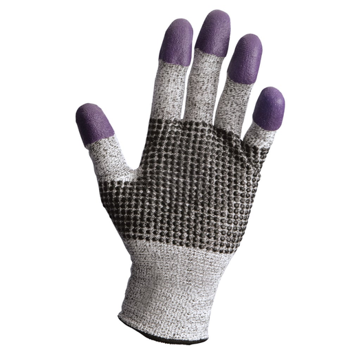 KleenGuard™ G60 Purple Nitrile Cut Resistant Gloves (97430), Size 7.0 (Small), Grey and Black with Purple Fingertips, Ambidextrous, 1 Pack, 24 Gloves