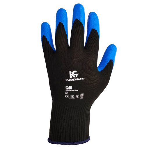 KleenGuard™ G40 Foam Nitrile Coated Gloves (40225), Small, Abrasion Resistant Black & Blue Nitrile Grip Glove, 12 Pairs / Bag, 5 Bags / Case