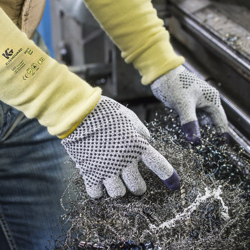 KleenGuard™ G60 Purple Nitrile Cut Resistant Gloves (97432), Size 9.0 (Large), Grey and Black with Purple Fingertips, Ambidextrous, 1 Pack, 24 Gloves