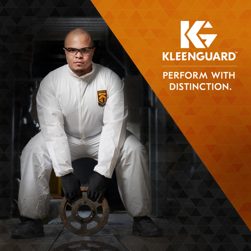 KleenGuard™ A30 Breathable Splash & Particle Protection Coveralls (46112), Zipper Front, Elastic Back, Wrists, Ankles & Hood, White, Reflex Design, Medium (Qty 25)
