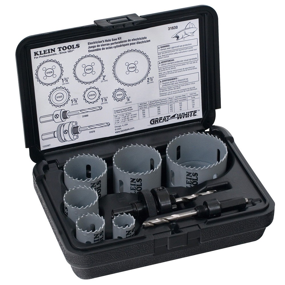 8 Piece Electricians Hole Saw Kit