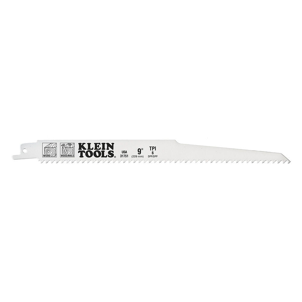 9'' Reciprocating Saw Blades, 6 TPI, 5 Pk