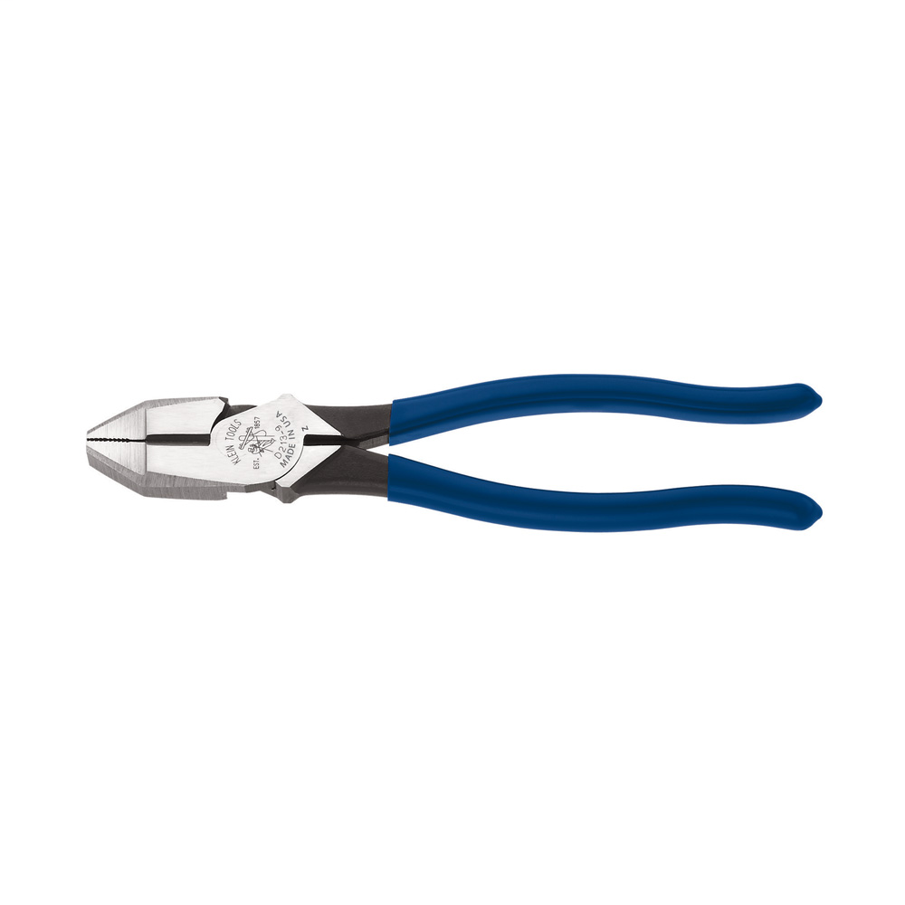Klein Tools D213-9 1-19/32 x 1-1/4 x 5/8 Inch Plastic Dipped Dark Blue Handle High Leverage Square Side Cutting Pliers Klein Tools D213-9 1-19/32 x 1-1/4 x 5/8 Inch Plastic Dipped Dark Blue Handle High Leverage Square Side Cutting Pliers