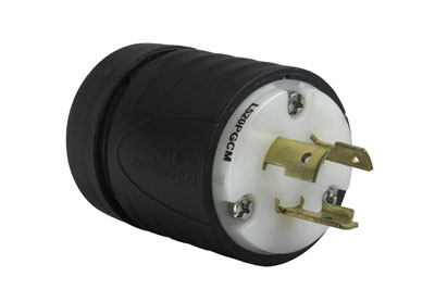 Pass & Seymour L520-PGCM 20 Amp 125 VAC 2-Pole 3-Wire NEMA L5-20P Black and White Nylon Straight Locking Plug Pass & Seymour L520-PGCM 20 Amp 125 VAC 2-Pole 3-Wire NEMA L5-20P Black and White Nylon Straight Locking Plug