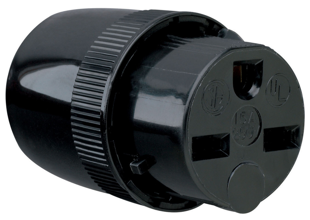 Pass & Seymour 5669BK 15 Amp 250 Volt 2-Pole 3-Wire NEMA 6-15R Black Nylon Straight Blade Medium Duty Dead Front Connector Pass & Seymour 5669BK 15 Amp 250 Volt 2-Pole 3-Wire NEMA 6-15R Black Nylon Straight Blade Medium Duty Dead Front Connector