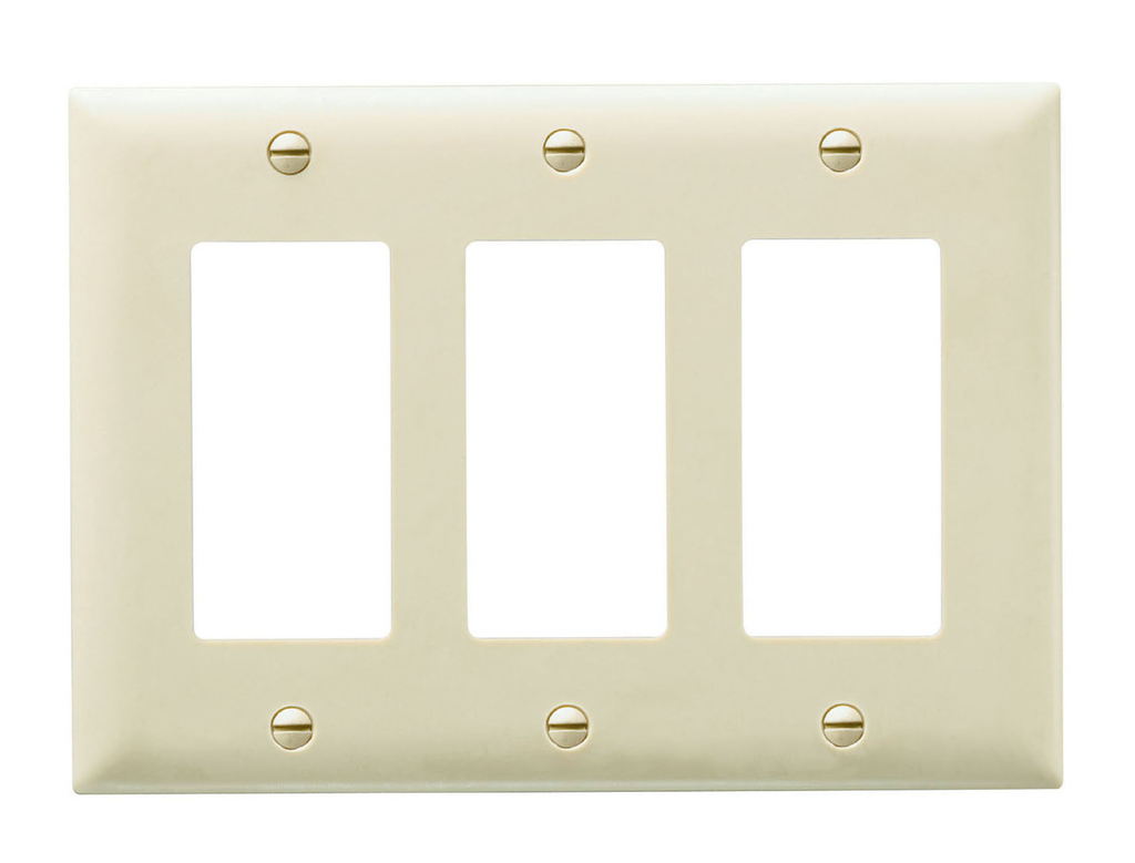 Wattstopper TP263-I 3-Gang 3-Decorator Ivory Nylon Standard Unbreakable Wallplate Wattstopper TP263-I 3-Gang 3-Decorator Ivory Nylon Standard Unbreakable Wallplate