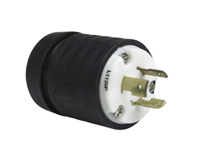 Pass & Seymour L1120P 20 Amp 250 VAC 3-Phase 3-Pole 3-Wire NEMA L10-20P Black and White Nylon Straight Locking Plug Pass & Seymour L1120P 20 Amp 250 VAC 3-Phase 3-Pole 3-Wire NEMA L10-20P Black and White Nylon Straight Locking Plug